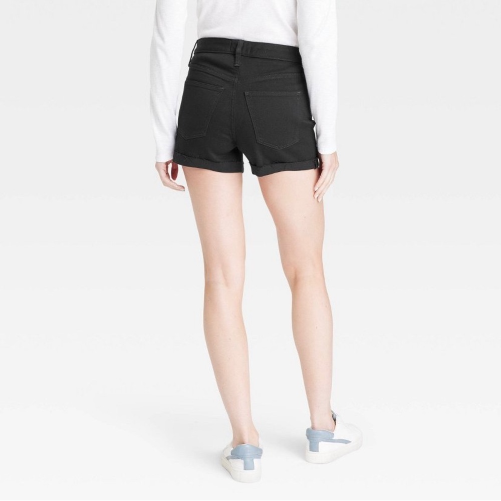 Women’s High-Rise Midi Jean Black Shorts - Universal Thread Size 4 - Picture 2 of 12